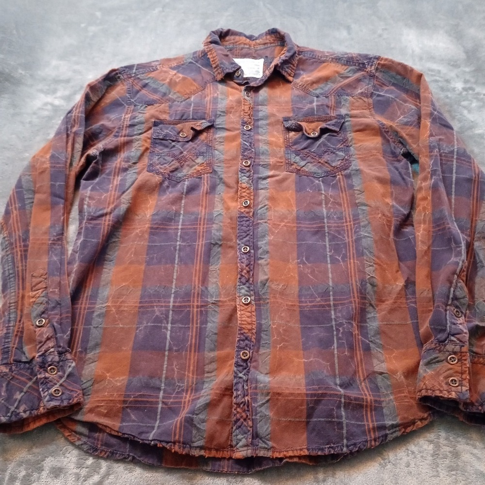 BKE Buckle Vintage Button Up‎ Shirt Mens Size Medium Western Plaid Long Sleeves
